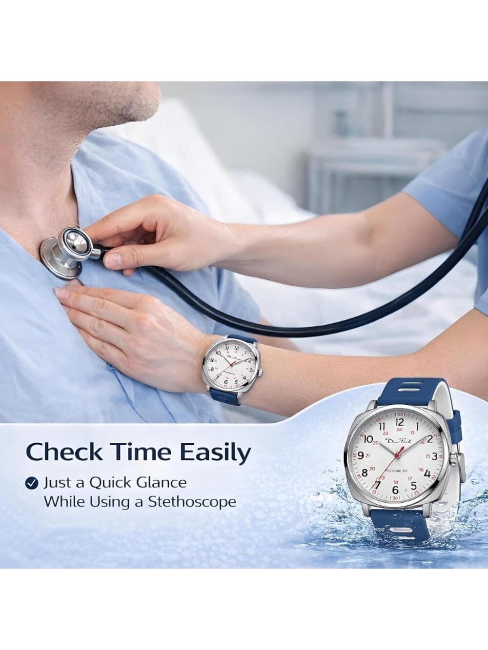 Diaofendi Women's White Black Analog Nurse Medical Professional Waterproof Watch - Picture 4 of 6